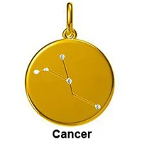 Cancer 12 подвеска созвездия, ожерелье s Real 18 K 750, желтое золото, натуральный бриллиант, Знак зодиака, цепочка, ожерелье, ювелирные изделия для женщин, девушек - Цвет камня: Cancer