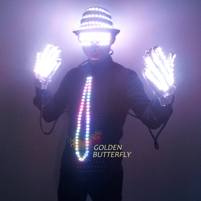 Светодиодная одежда светящаяся шляпа модные перчатки светящиеся мужские