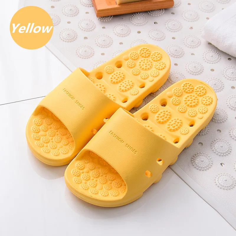 Yellow Lizeruee/массажные тапочки; женские летние Нескользящие домашние Тапочки для ванной; Мужская коллекция года; пляжные шлепанцы унисекс для влюбленных; CS595 - Цвет: Yellow