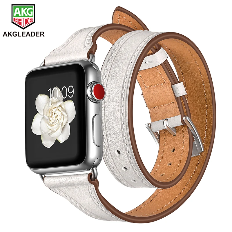 

For Apple Series Watch Band Newest Slim Leather Strap Double Tour Wrist Bracelet For Apple iWatch Series 1 2 3 Watchband 38-42mm