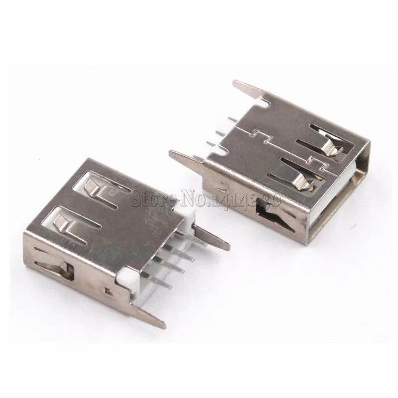 10Pcs USB Type A Female Socket 180 Degrees Vertical 4pins 13.7mm USB Interface