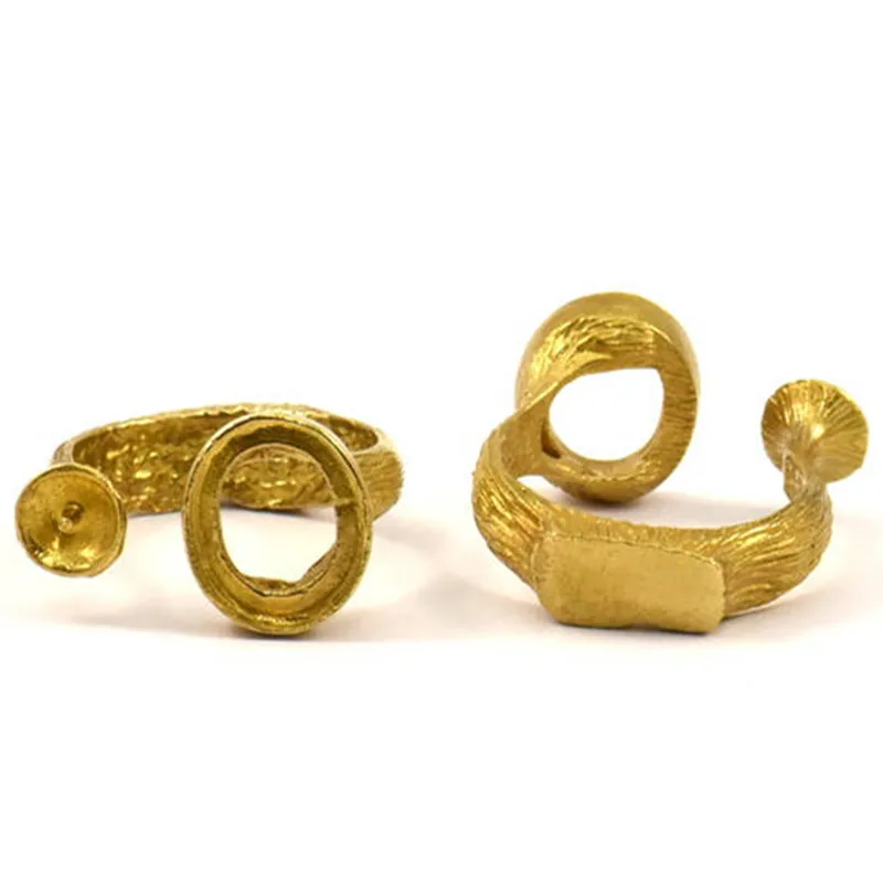 .... Регулируемые кольца из латуни 2 шт. (2 размер подкладки 10x12 мм)-N133 | Украшения и