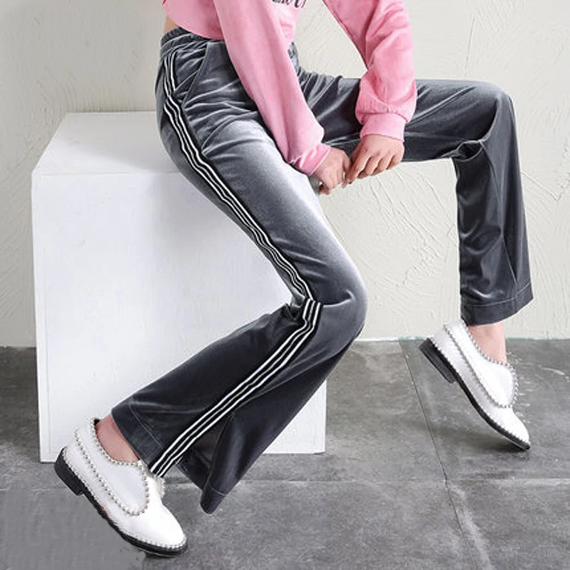 Длинные свободные бархатные брюки новинка 2019 года женские широкие с высокой