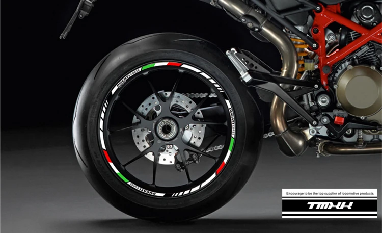 Применимый для поездок на мотоцикле Ducati 696/821/848/899/1199/1299 в байкерском стиле из водонепроницаемого материала Светоотражающие стикеры установка персонализированные 17 дюймовые колеса