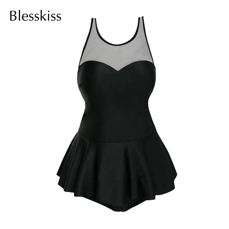 Blesskiss, новинка, супер пуш-ап, два предмета, танкини, купальник для женщин, плюс размер, купальник с юбкой, сетка, Ретро стиль, купальник
