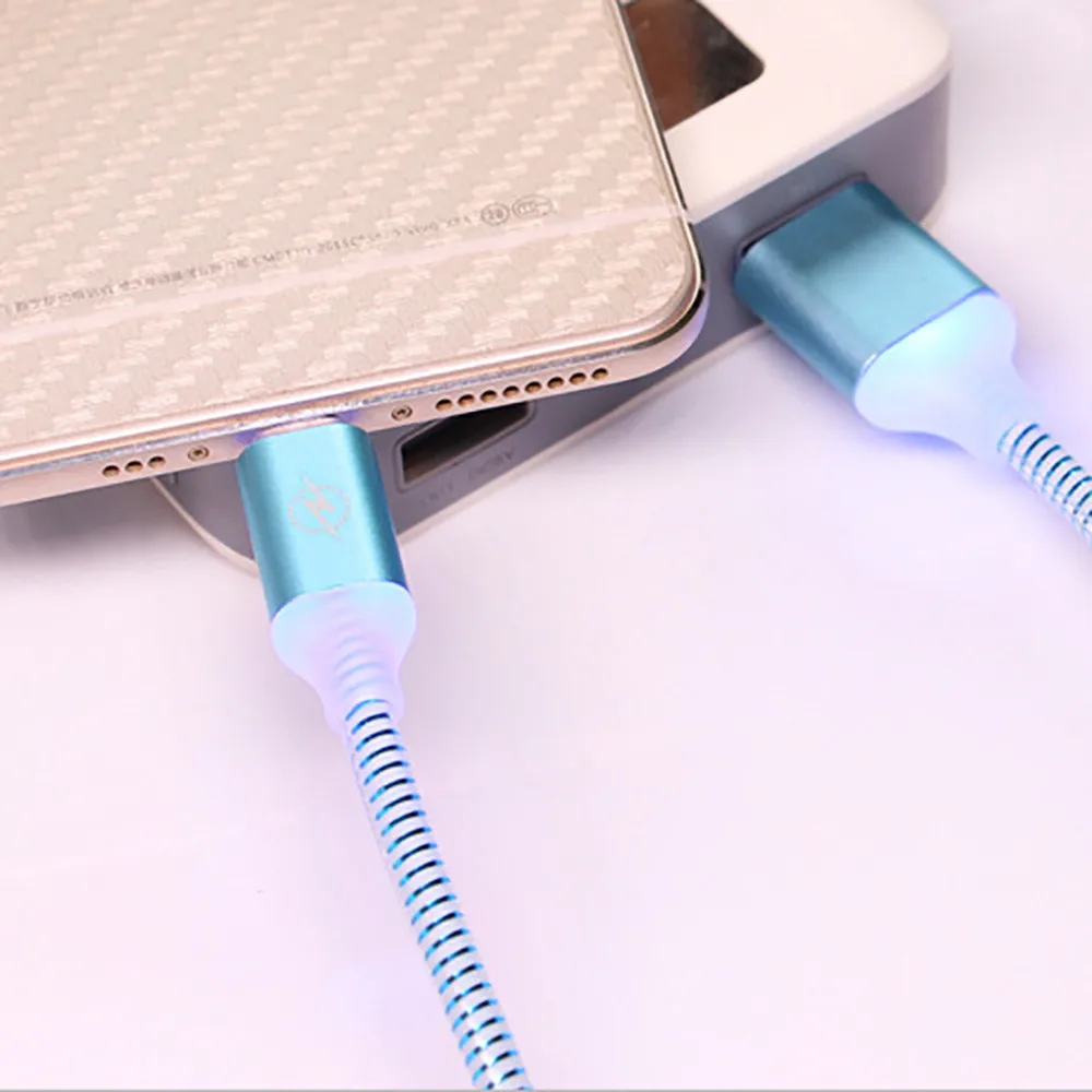 1 м Micro USB кабель для телефона Видимый светодиодный светильник Micro usb кабель для синхронизации данных и зарядки для телефонов Android универсальные кабели для телефонов# YL5