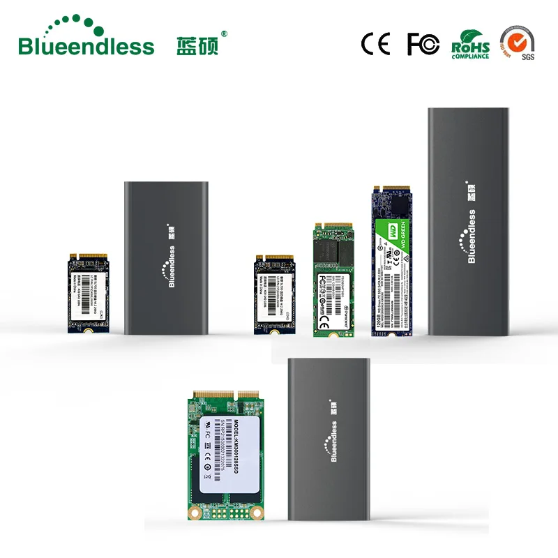 Blueendless M.2 портативный корпус для жесткого диска Ssd Тип c Usb 3 0 Msata 2242/2260/2280