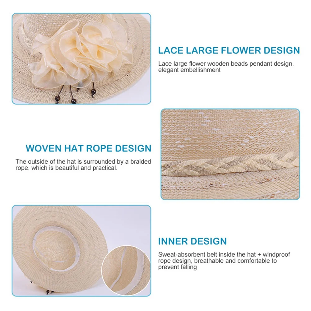 Горячая Распродажа женские летние соломенные шляпы деревянные бусы с большими