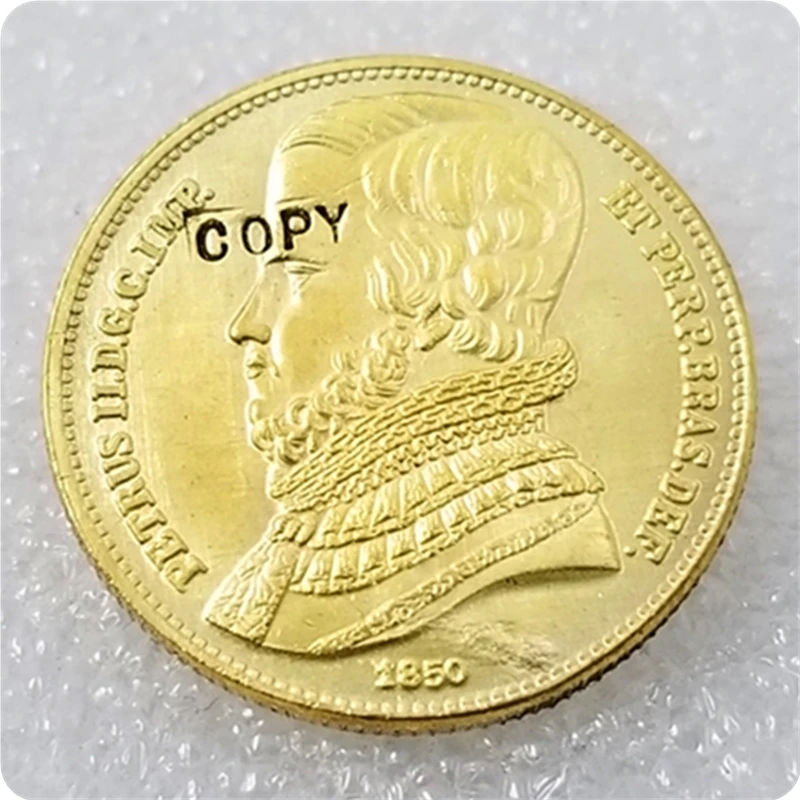 1850 Бразилия 10 000 рейс Педро II копия монет бесплатная доставка|Безвалютные монеты|