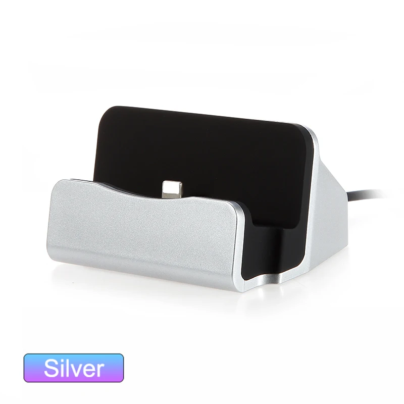 Charger Silver Док-станция зарядное устройство для iPhone Android type C Настольный зарядный порт Синхронизация Колыбель Док-станция держатель Micro USB-C зарядное устройство для телефона s - Тип штекера: Charger Silver