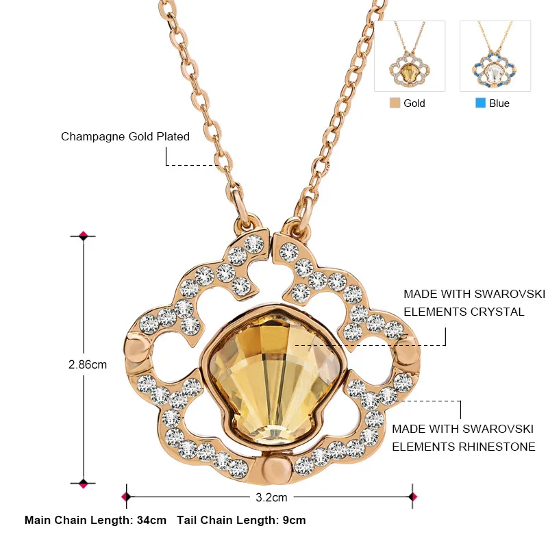 Ожерелья Neoglory золотого цвета шампанского ювелирные изделия для женщин подарок