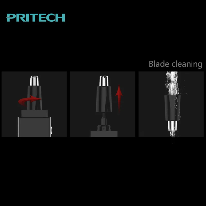 Pritech Electric Ear Nose Hair Trimmer Eyebrow Shaping Clipper Cleaner Shaving Scraping Safe Face Care Device #TN-188 |