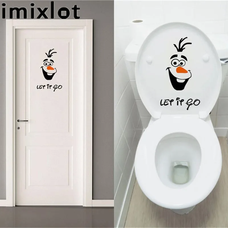 Imixlot 14X23cm Симпатичные ПВХ Olaf Снеговик Ванная комната Туалет настенные наклейки