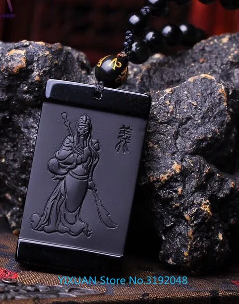 

Подвеска из натурального обсидиана, Zhongyi, Guan Gong, Dao, Guan Gong, брендовый кулон, мужское и женское ожерелье, кулон из нефрита
