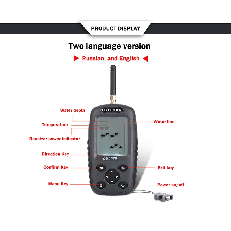 SEWS FF998 гидролокатор беспроводной 40 м глубина 125 кГц эко метр сенсор рыболовная