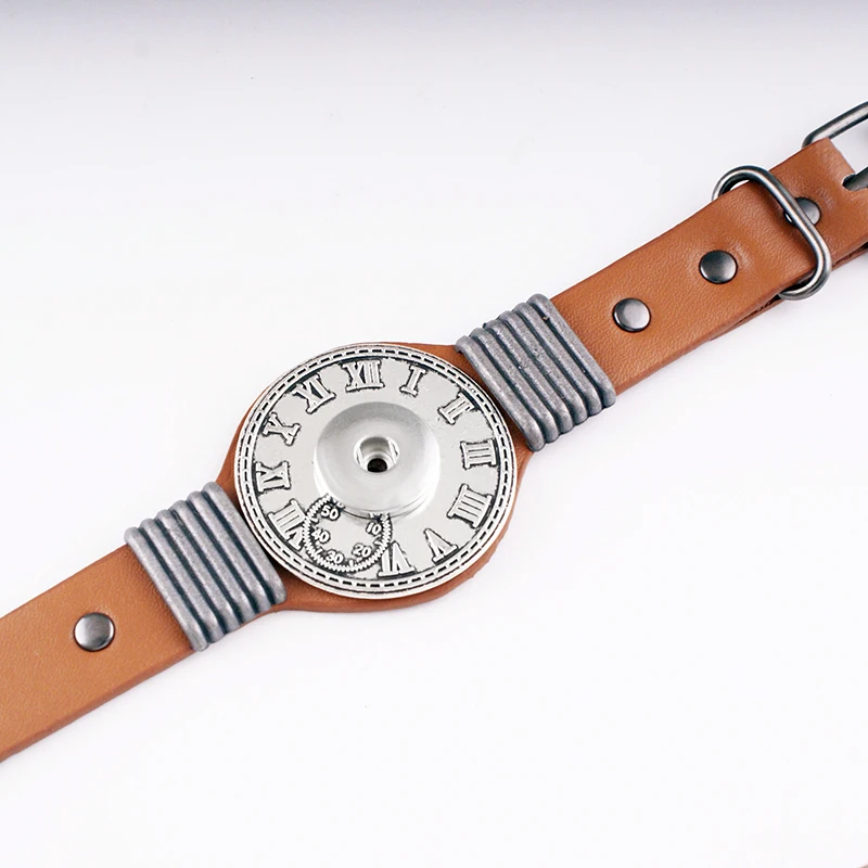 New punk leather Army Air force Vintage Metal 18mm snap button bracelet For Men Jewelry Free shipping MB1588