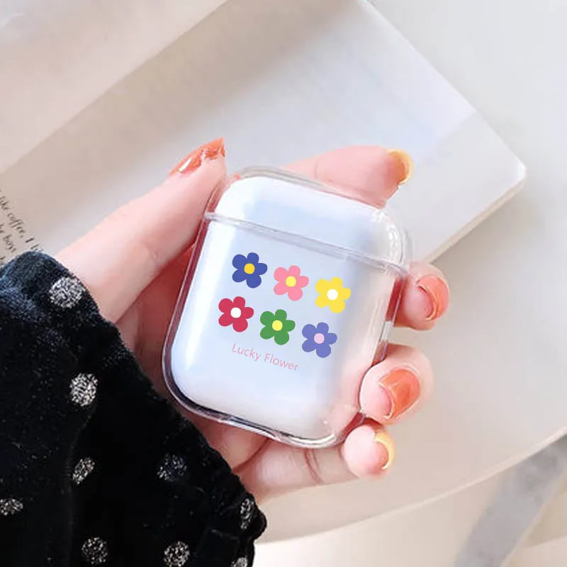 Прозрачный цветочный роскошный мягкий чехол для наушников Airpods 1/2 милый