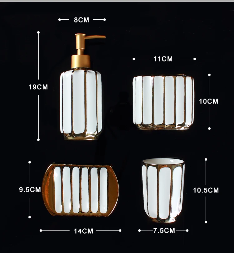 

European ceramic wash bathroom set lotion bottle toothbrush holder soap box exquisite luxury five-piece / bathroom supplies