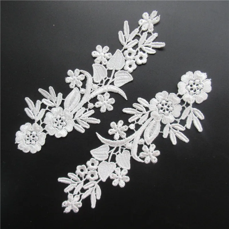 2 шт. винтажная белая полиэфирная Цветочная нашивка вышитая кружевная отделка