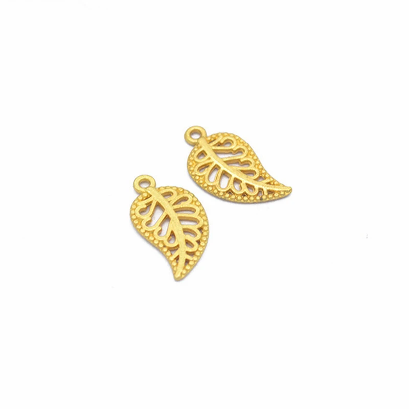 Gold 50 шт./лот, золото, розовое золото, цвет 19*10 мм, лист, очаровательные бусины, оставьте филигранную подвеску, заглушки для самостоятельного изготовления ювелирных изделий - Цвет: Gold