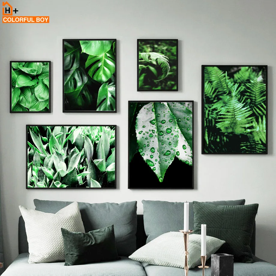 

Wall Art Canvas Painting Fresh Green Flower Aloe Tropical Leaves Nordic Posters And prints Wall Pictures For Living Room Decor