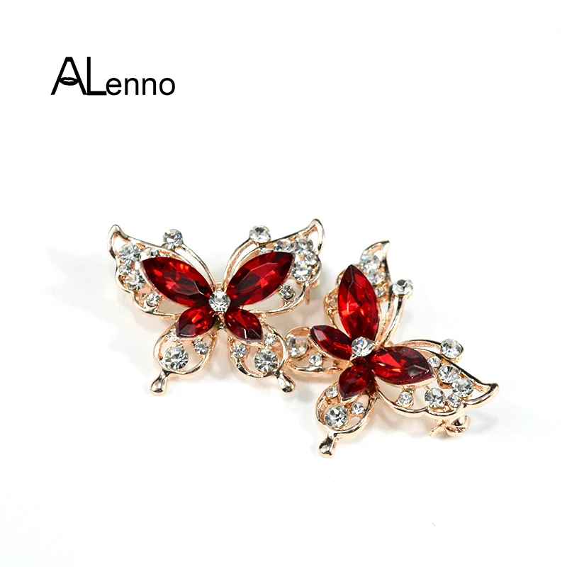 6 цветов милые маленькие булавки и броши в форме бабочки с кристаллом-азубрином