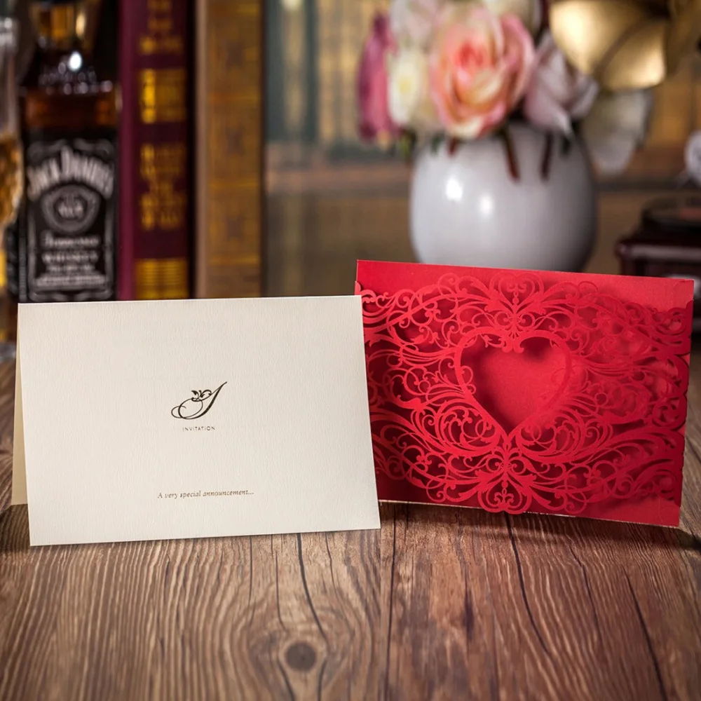 Свадебные пригласительные открытки с лазерной гравировкой 50 шт.|card blank|card walletcard