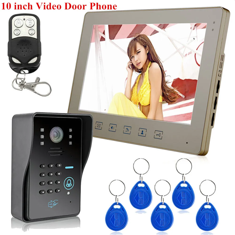 Проводной 10 дюймов видео телефон двери внутренной связи Системы 1 RFID клавишная