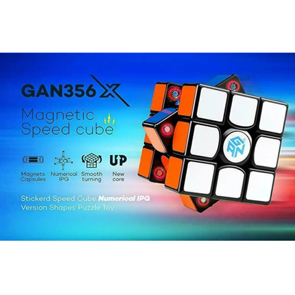Gan 356 X Магнитный Высокоскоростной магический куб 3x3x3 соревнование Твист Головоломка игрушка(числовая версия IPG) Черный 56 мм мозговой Прорезыватель безопасный ABS