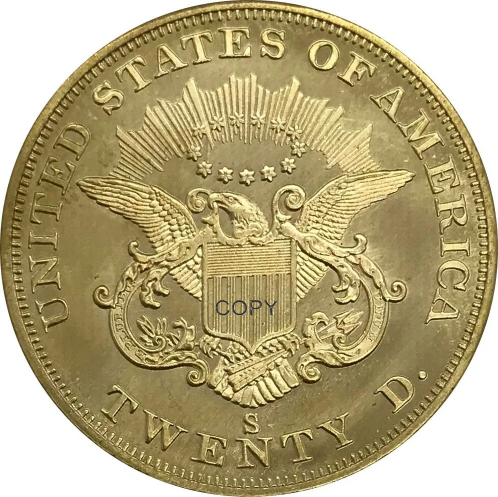 Коллекционная монета 1862 США 20 дюймов долларов голова свободы двойной Орл золотая