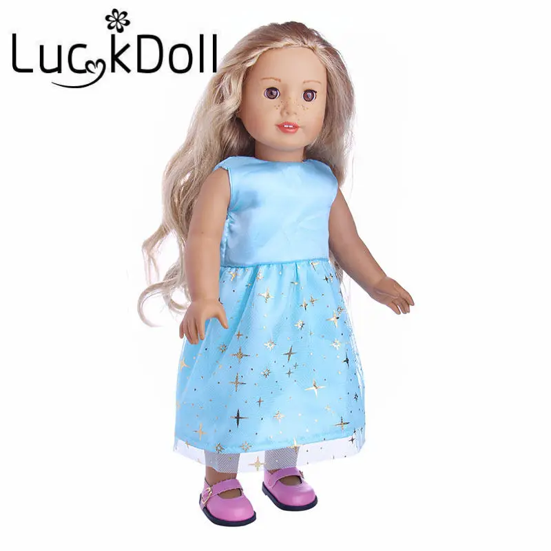Шифоновое платье LUCKDOLL с принтом подходит для 18 дюймовых американских кукол 43 см