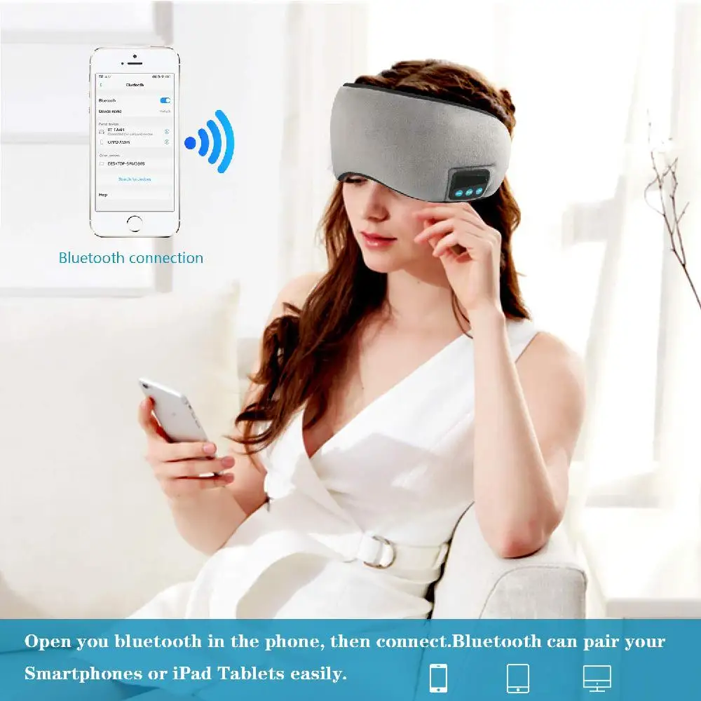 Новые наушники для сна маска для сна с Bluetooth Беспроводная Bluetooth маска для сна Наушники со встроенными динамиками Mic Handsfree