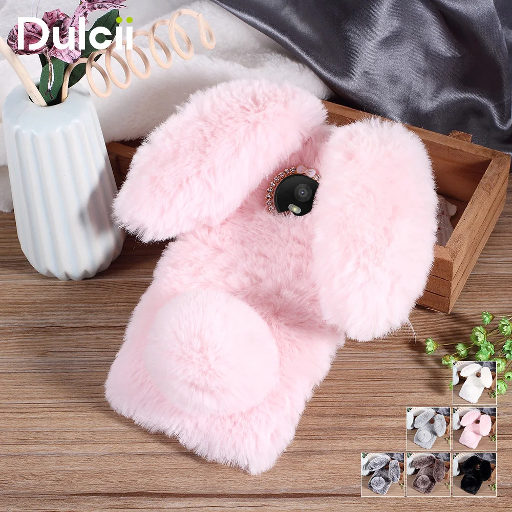 Dulcii для MOTO E4plus США Версия чехол Кролик Форма пушистый мех покрытием со стразами