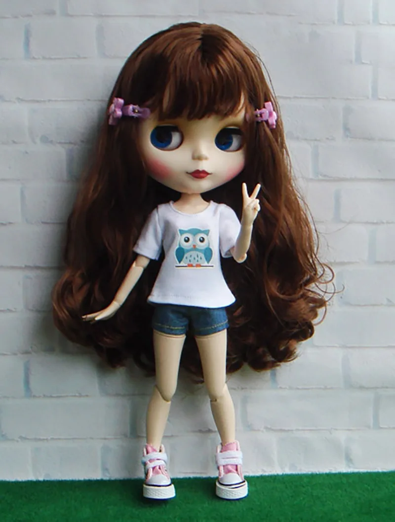 

1PCS Cute White T-shirt 6 Style Shirt for Blyth 1/6 Dolls Accessories Printed Pattern