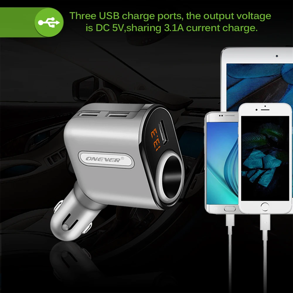 3 Порты зарядных порта USB для автомобиля Зарядное устройство Автомобильный