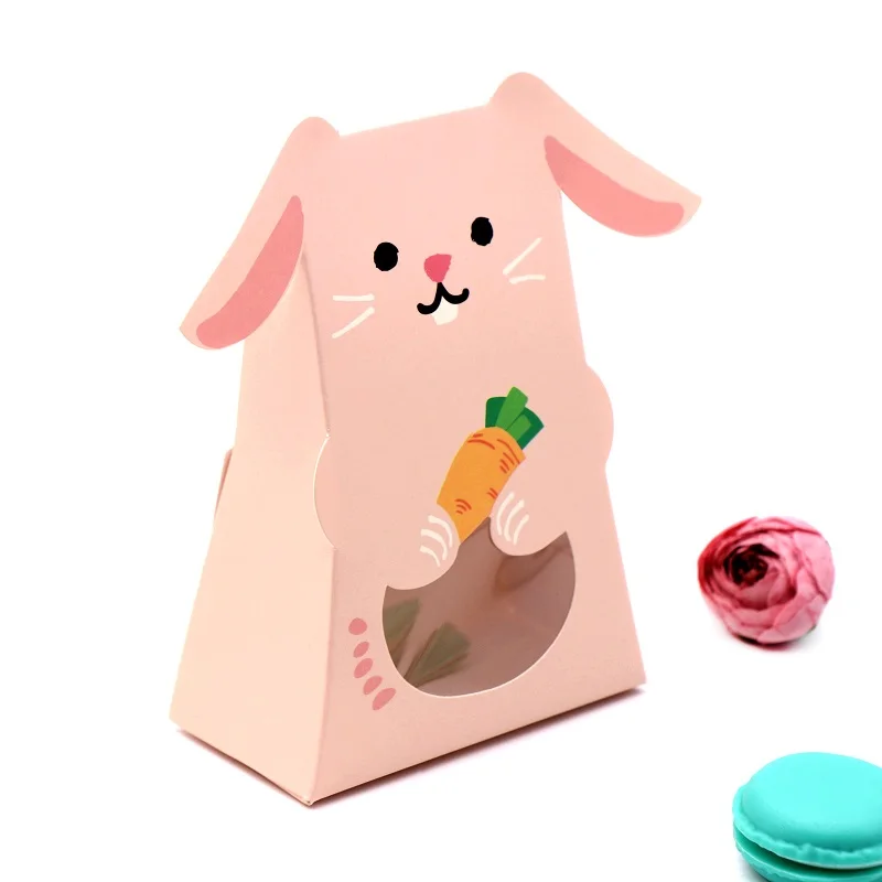 Rabbit 5 шт., крафт-бумага, коробка для конфет с животными, Кроликом, кошкой, собакой, шоколадом, кексами, печеньем, посылка, Подарочная коробка, подарок на день рождения ребенка - Цвет: Rabbit