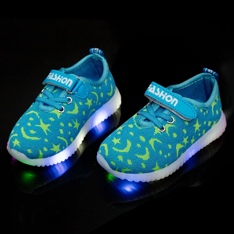Mumoresip Soft Kids New Fashion Children Shoes With LED Light Up Luminous Glowing Sneakers Toddler Baby Boys Girls | Детская одежда и