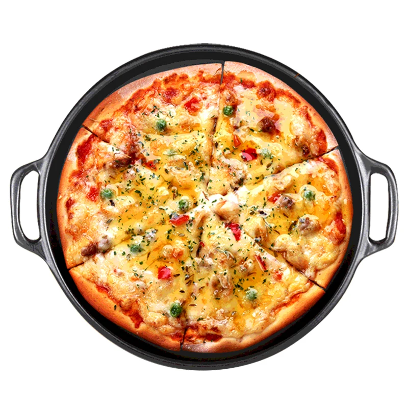 Round Ceramic Pizza Pan With Handle For Baking Mold Microwave Oven Steak Pans Kitchen Bakeware Cookware Bake Dishes | Дом и сад