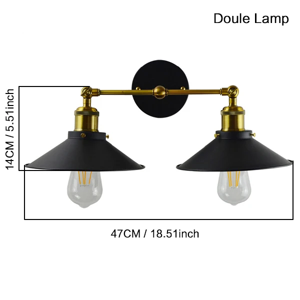 Lampara pared настенный светильник E27 85-265 в wandlamp badroom тщеславие светодиодный настенный светильник винтажная мода бар лампы зеркальный свет домашний декор - Цвет абажура: Double Wall Lamp