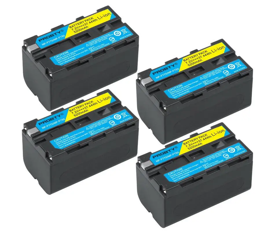 4 Pcs Battery 5200 мА/ч, NP-F770 NP-F750 NP F770 np f750 NPF770 750 батареи+ светодиодный USB Зарядное устройство для sony NP-F550 NP-F770 NP-F750 F960 F970 - Цвет: 4 Pcs Battery