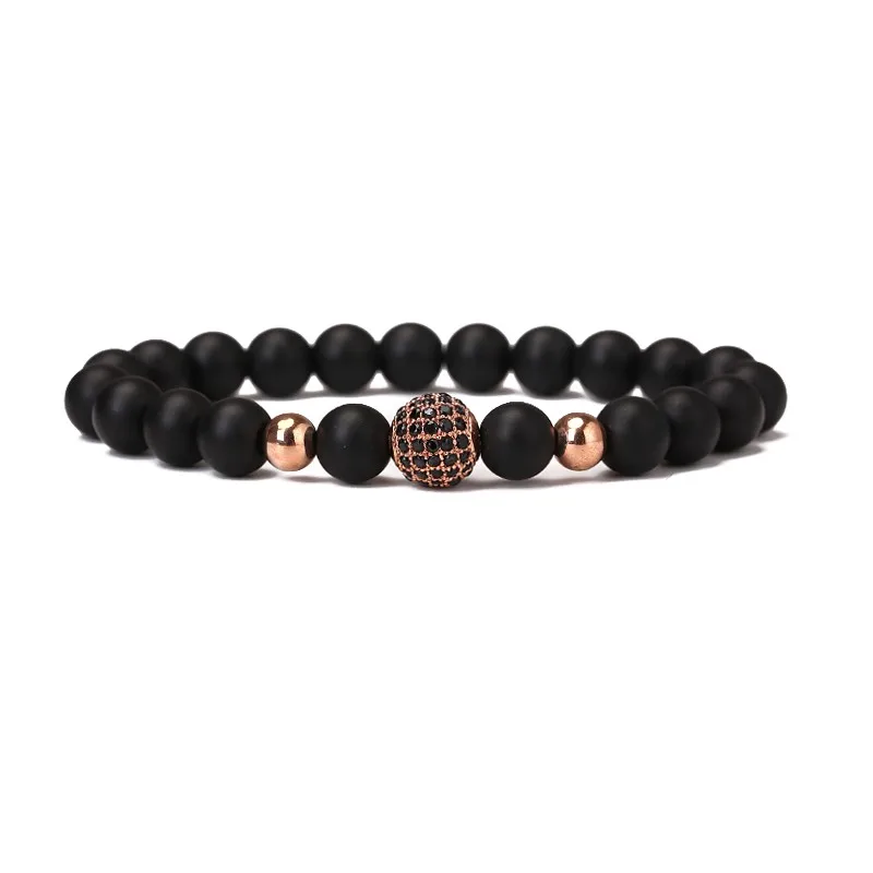 CZ мяч Браслет Подвески Pulsera Для мужчин изделия 8 мм бусины браслеты жёсткий
