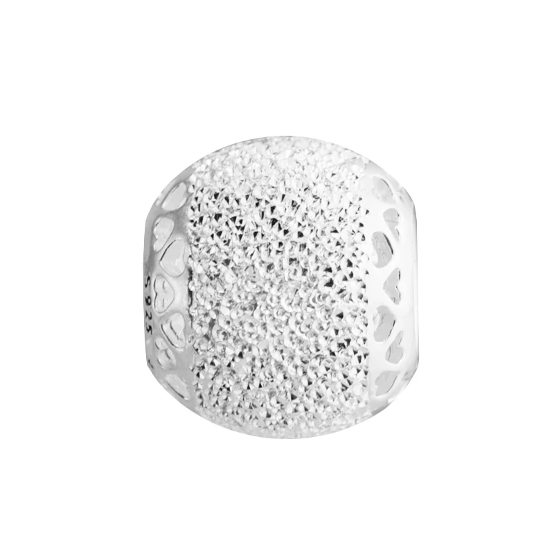 Подходит для браслетов Pandora сверкающие сердечки серебряные бусины 100% 925 пробы