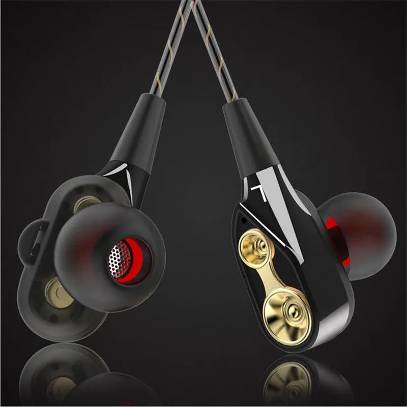 Спортивные проводные наушники для бега с микрофоном двухкомпонентный дизайн