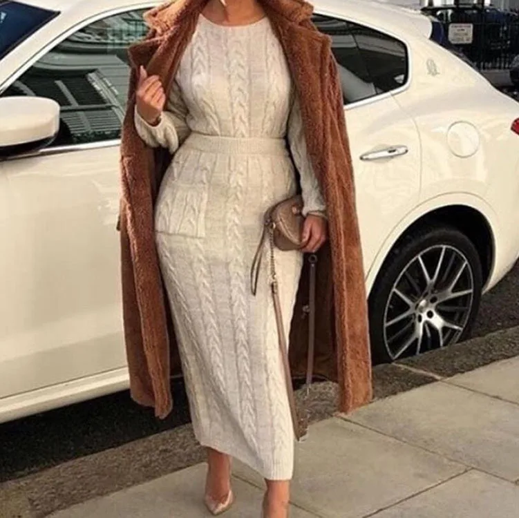 Модный осенне-зимний шерстяной мусульманский комплект для девочек свитер с