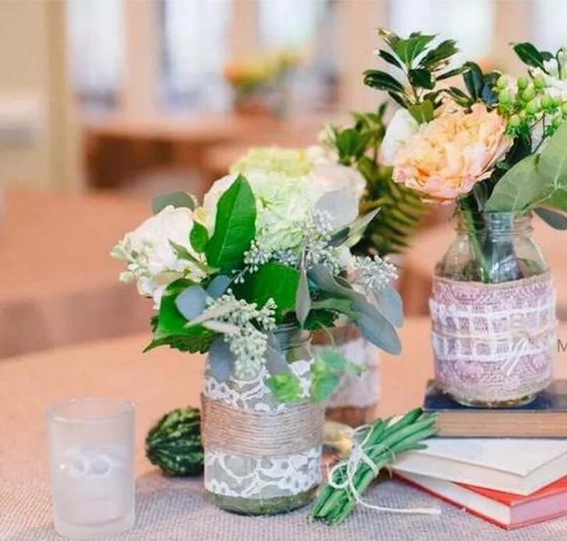 5 см винтажные Свадебные центральные части украшения из сизаля с кружевной