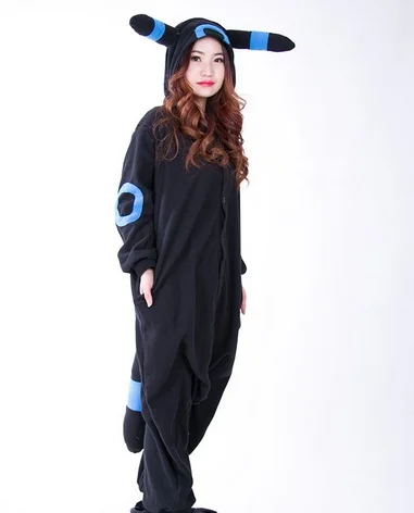 Синий Кигуруми для взрослых Аниме фиолетовый Espeon Onesie Косплей Костюм унисекс мультфильм Umbreon пижамы вечерние для мужчин и женщин - Цвет: Синий