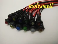 5pcs 3mm5mm 12v dc pre wired diffused led plastic bezel holder light red yellow blue green white orange warm white diffused