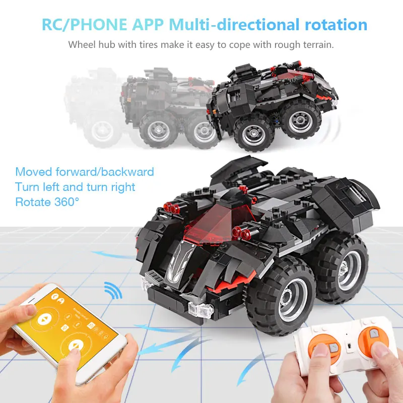 Yeshin игрушки с супергероями 07111 App-control Batmobile набор для детей, совместимый с новыми 76112 строительными блоками кирпича