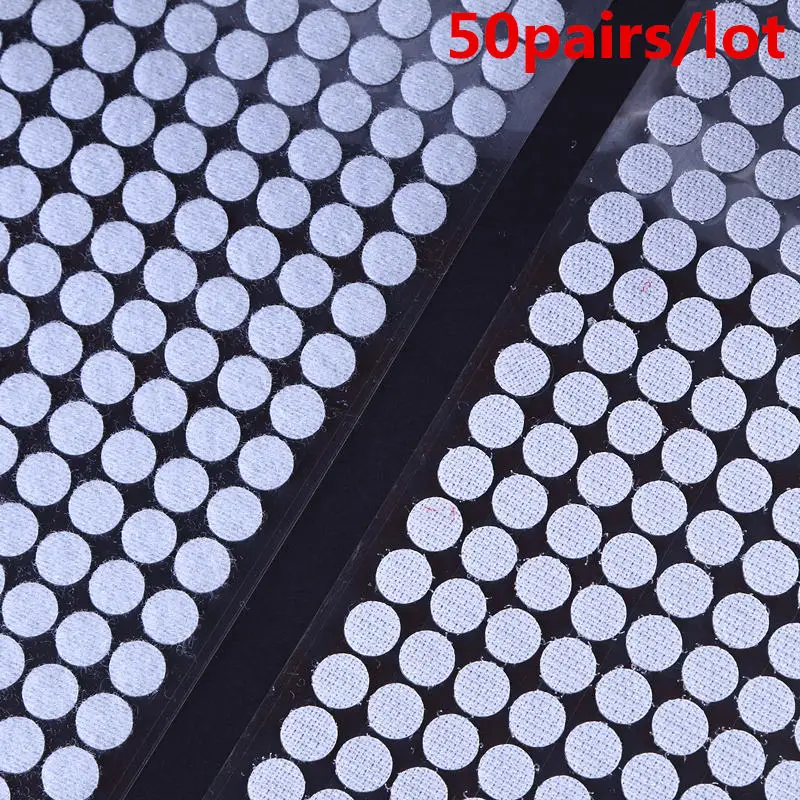 White 10mm 50pairs 100 пар 10 мм Цветная Клейкая крепежная лента в горошек липучка и петля Волшебная Наклейка круглая прочная Самоклеящаяся Двойная блокирующая волшебная лента - Цвет: White 10mm 50pairs