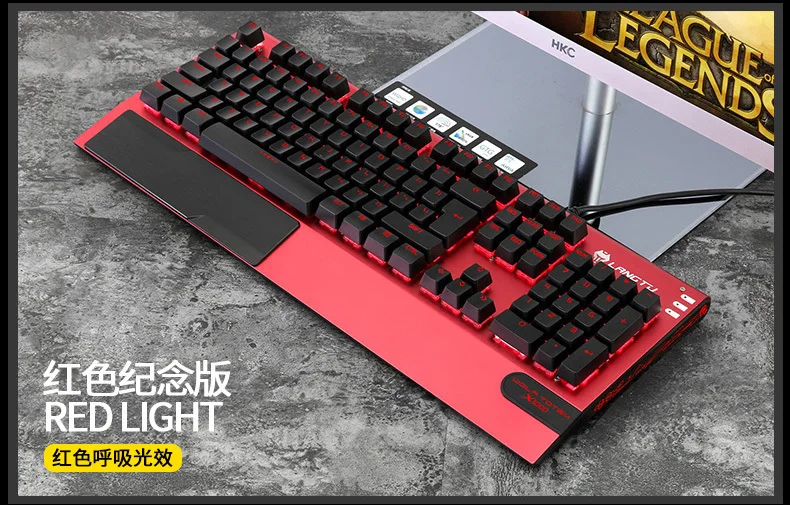 Оригинальная K100 USB Проводная игровая механическая клавиатура для PUBG e-sports клавиатура черный/синий переключатель большая подставка для запястья